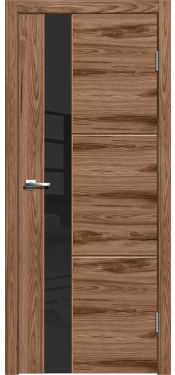 Фото Межкомнатная дверь Легенда Лестер 2 Американский орех,стекло черное Американский орех Стекло Лакобель черное